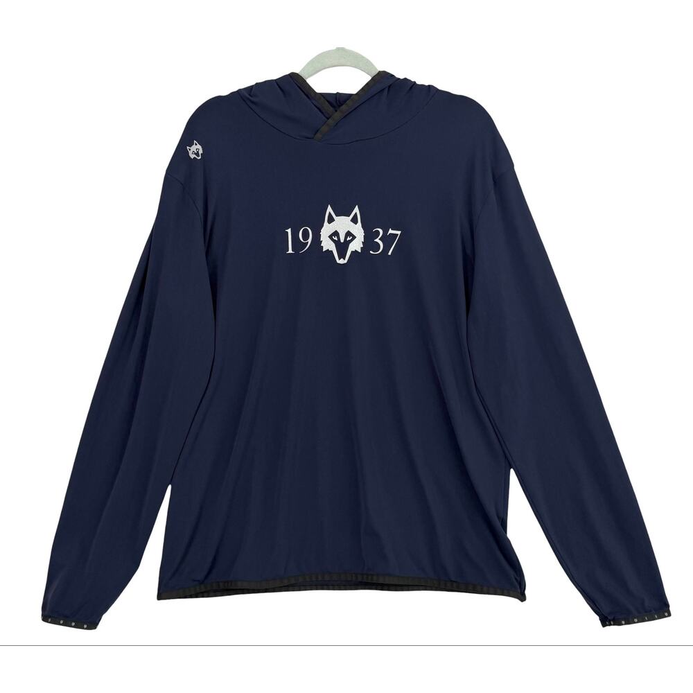 Greyson Golf Hooded Wolf Logo Pullover Dark Blue Men’s XL Performance Hoodie